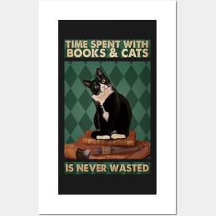 Time spent with books and cats is never wasted Cat Lovers Posters and Art